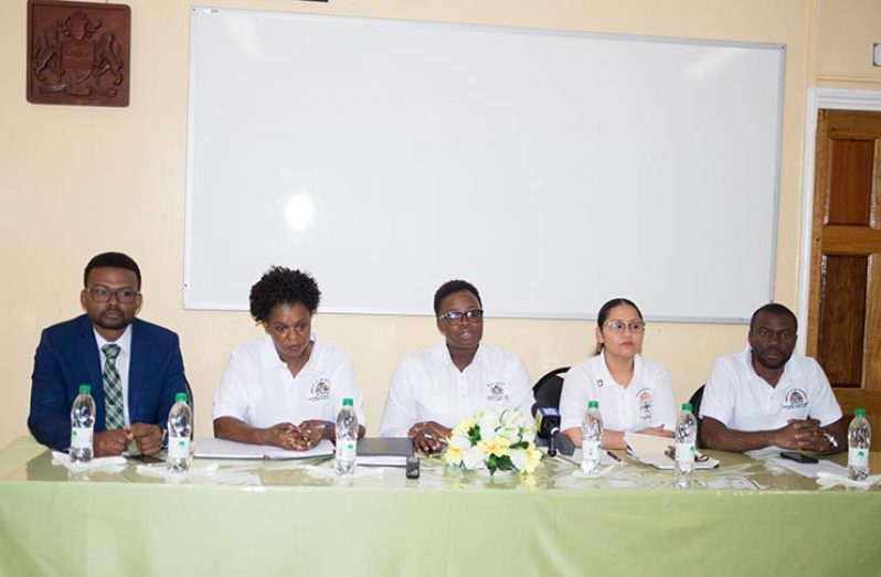 From left, General Manager, Masterclass Instistute (Collaborating Partner) Dennon Lewis; Assistant Director of Youth, Leslyn Boyce; Director of Youth, Melissa Carmichael; Senior Research and Planning Officer, Adeti De Jesus and Project Officer, Germaine Watson