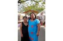 Guyanese indigenous languages teacher and activist, Sabantho Onyi, with her daughter,  Shoko Murutha, who she hopes will learn, preserve, and pass down her indigenous knowledge (Samuel Maughn photo)
