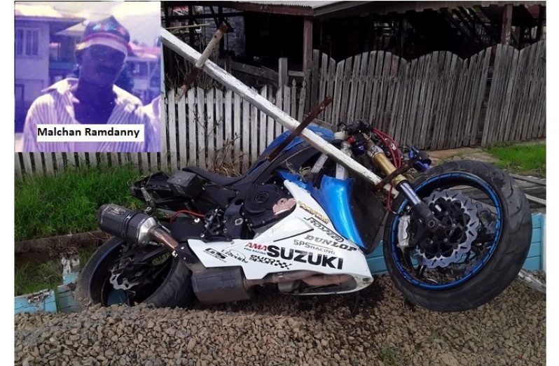 The motorcycle which was involved in the accident.Inset is Malchan Ramdanny.