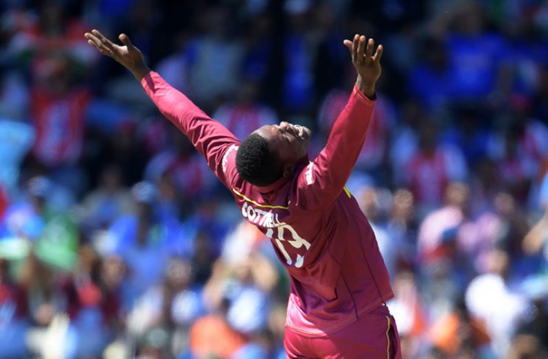 Sheldon Cottrell celebrates during one of the West Indies Games © IDI via Getty Images