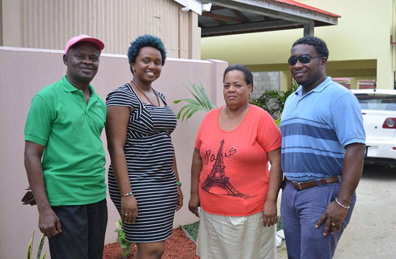 Bartica’s Town Clerk, Ms Phebe Wallerson (second left) and three of the Council’s 18 members who often work beyond the call of duty to get things done. 
They are, from left: Mr Lloyd Garraway; Ms Hazel Allicock; and Mr Mark Ambrose