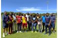 Course Instructors Mr. Brendon Ramlal (left) and Mr. Keshava Ramphal (second right) with participants at the Coolidge Cricket Ground, Antigua.