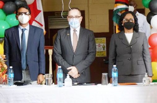 From left : Attorney General Anil Nandlall, Canada’s High Commissioner to Guyana, Mark Berman and Chancellor of the Judiciary (ag), Justice Yonette Cummings-Edwards 
