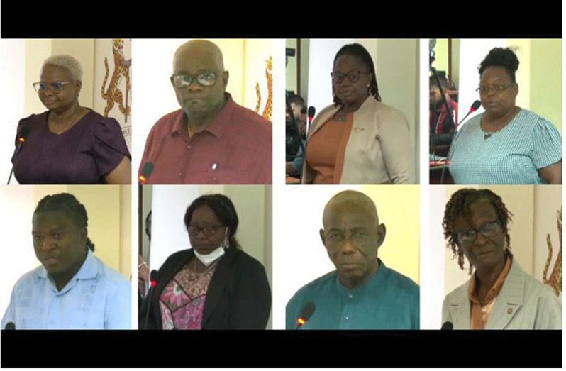 Top row, from left: Volda Lawrence, Keith Lowenfield, Denise Babb-Cummings, and Michelle Miller. Bottom row, from left: Enrique Livan, Sheffern February, Clairmont Mingo, and Carol Smith-Joseph