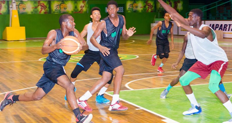 The Guyana  Male Team (white) in game-situation practice