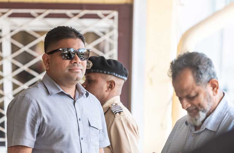 Nazar Mohamed and his son Azruddin appeared at the High Court in Demerara on Tuesday (Delano Williams photo)