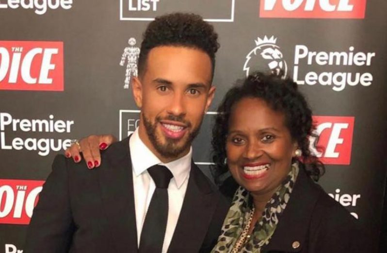 Samuel Cox (L) and his mother, after collecting his Ugo Ehiogu ‘Ones to Watch’ Award at the Annual 'The Football Black List'.