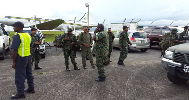 Army officers about to depart Timehri for Mahdia