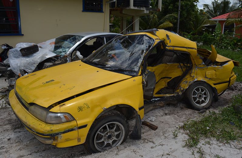 The car which Feroze Khan was driving when he met his demise (Rabindra Rooplall photo)