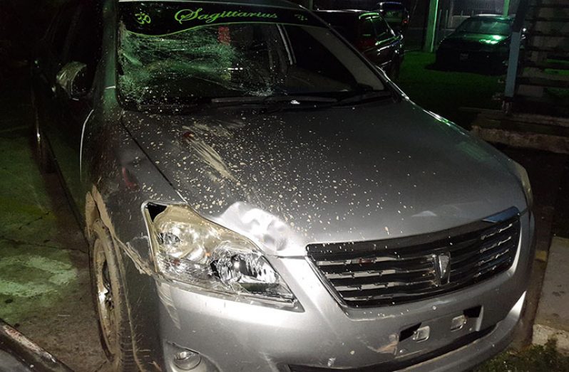 The vehicle that was involved in the deadly accident Thursday night (Rabindra Rooplall Photo)