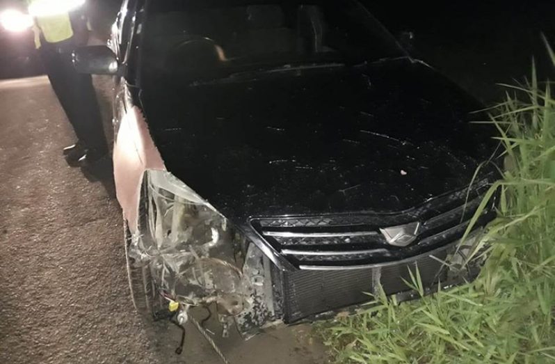 The car that was left abandoned after the high-speed chase