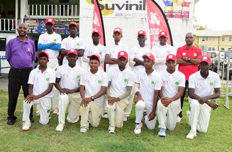 The victorious Berbice U-19 team are the champions of the 2018 GCB/Hand in Hand Under-19 Inter-County tournament. (Adrian Narine photos)