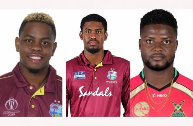 From left: Shimron Hetmyer, Keemo Paul, Romario Shepherd