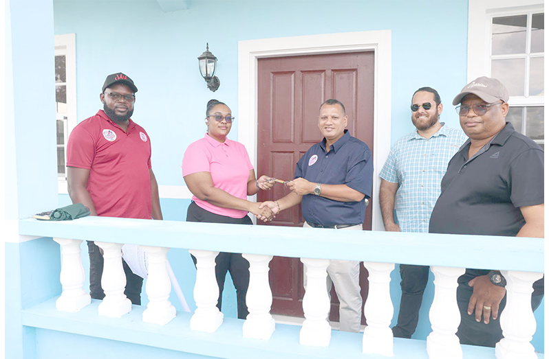Eight families received keys to their newly constructed three-bedroom bungalow-style houses at the Tract Bar New Housing Development in Bartica, Region Seven, on Friday