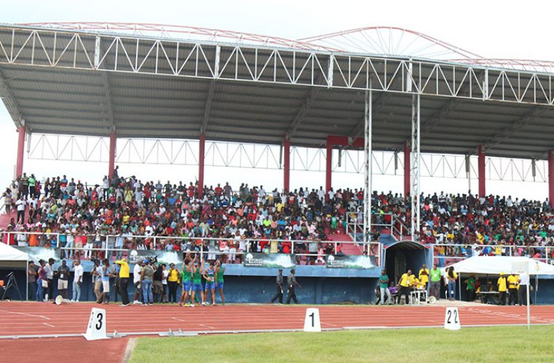 A section of the massive turnout at last weekend’s South America Junior Championships held at the National Track and Field Centre.