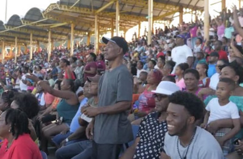 A section of the crowd at the Darren Sammy Cricket Stadium, for West Indies’ final preliminary match against England
