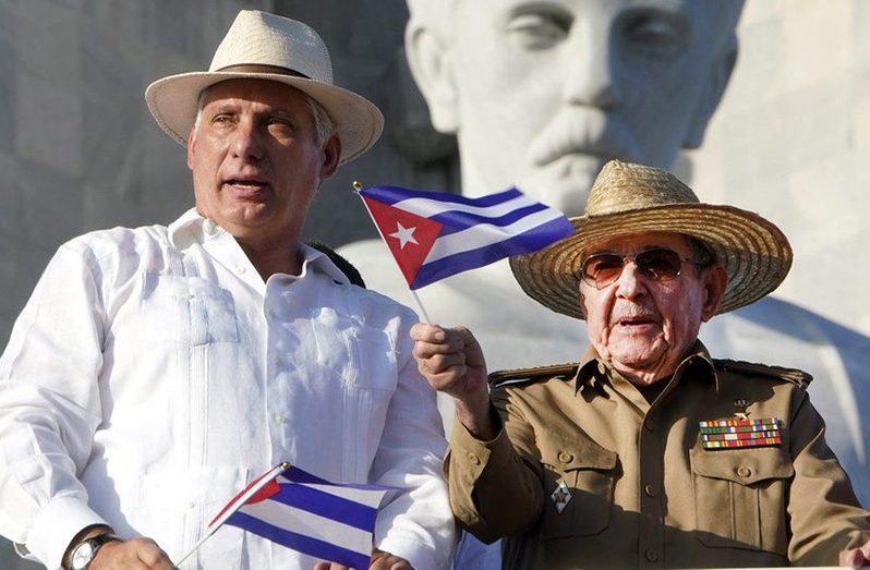 Miguel Díaz-Canel (left) will take over as First Secretary of the Central Committee of the Cuban Communist Party from Raúl Castro (right) (BBC)