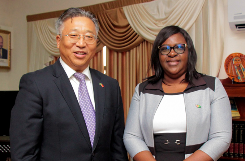 China’s Ambassador to Guyana, Cui Jianchun, and Minister of Foreign Affairs, Dr. Karen Cummings