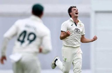 Pat Cummins ended the day with four wickets to his name•AFP/Getty Images