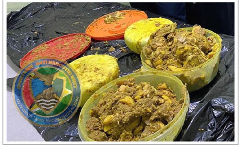 Officers of the Customs Anti Narcotic Unit (CANU), on Friday, uncovered a quantity of cocaine concealed in two bowls of curry, following a search of a passenger at the Cheddi Jagan International Airport (CJIA)