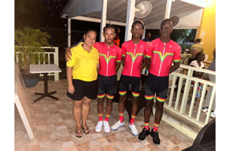 The cycling Manager Ms. Marie Leung and cycling team