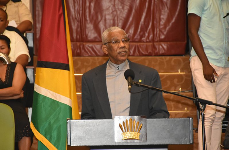President David Granger addresses the 12th Annual NTC Conference on Monday