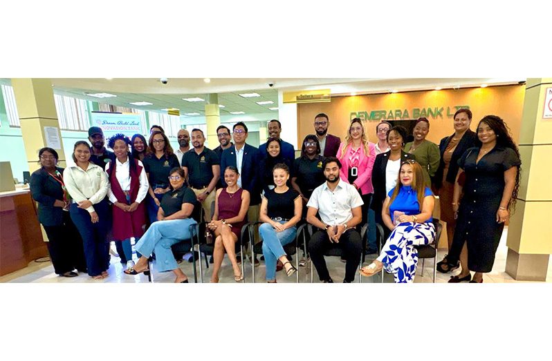 Representatives of Demerara Bank Limited and its partners, along with some entrepreneurs at the launch of the programme