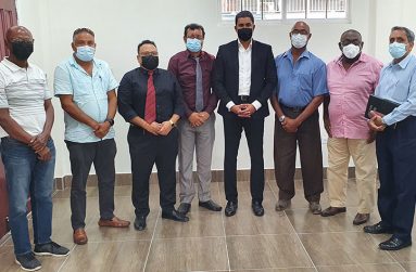 From left: Raymond Barton, Azad Ibrahim, president Bissoondyal Singh, Pretipaul Jaigobin, Minister Charles Ramson Jr, Bradley Fredericks, Claude Raphael and Ronald Williams. Absent: Roger Harper, Davteerth Anandjit and Neil Barry.