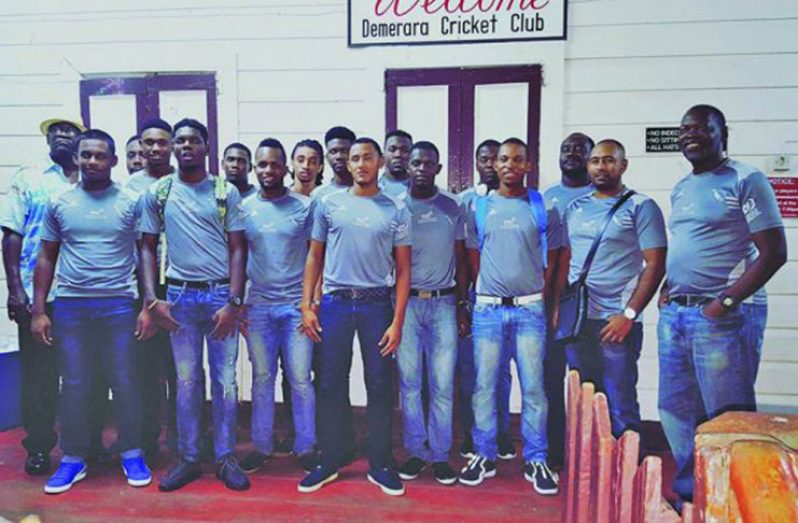 The Demerara Cricket Club squad prior to their departure on Sunday