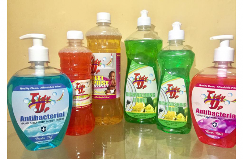 Some of the detergents made and bottled by Dwayne and Melissa Younge (TidyUp Facebook photo)