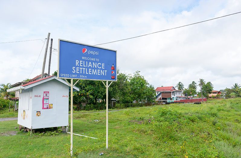 Reliance Settlement Village signage by the roadside (Delano Williams photos)