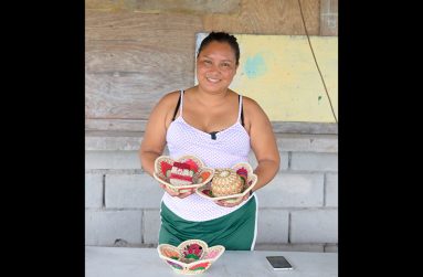 Craft maker/seamstress, Tessa Daniels, displaying some of her hand-made craft pieces (Delano Williams photos)