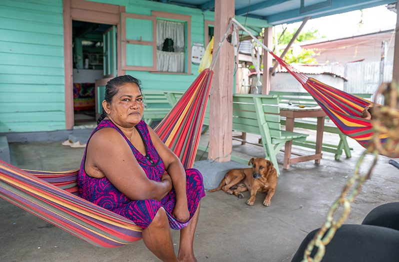Indira Boodram, relaxing at her home in Portuguese Quarters, Port Mourant (Delano Williams photos)