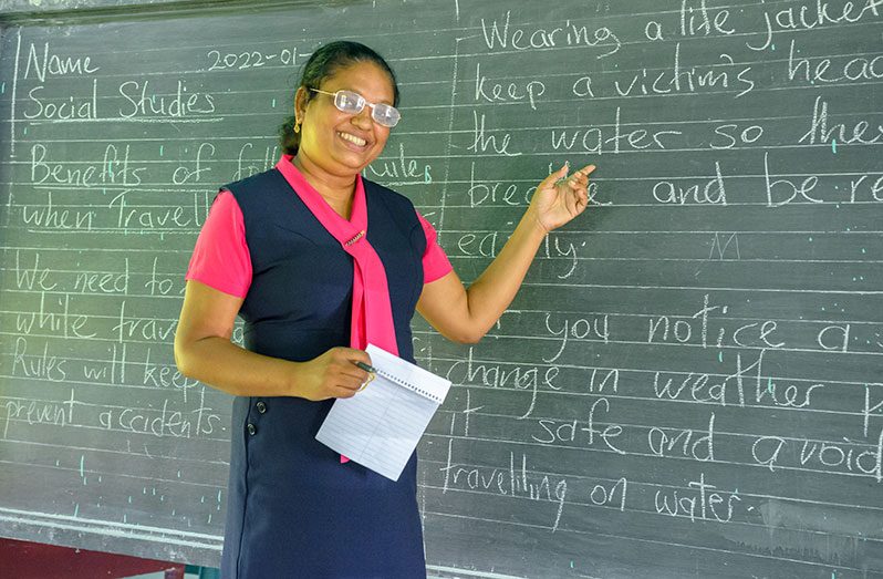 Banmattie Arjune Barran is the Senior Mistress attached to Rose Hall Estate Primary School. In addition to being a devoted teacher, Barran is willing to assist anyone in need; even if it is a meal, she would go into her own pocket to ensure that the needs of people are met (Delano Williams photo)