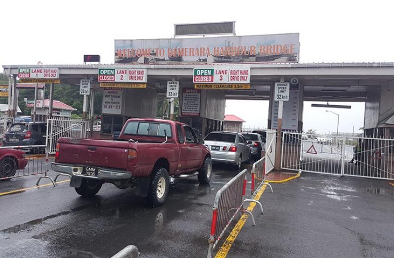 The toll booths at the Demerara Harbour Bridge (Adrian Narine Photo)