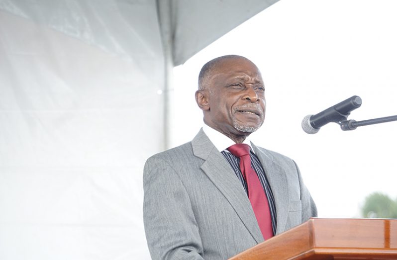 Foreign Secretary Carl Greenidge engaging the audience at the event (Carl Croker photo)