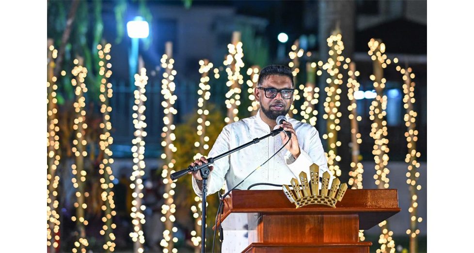 President Ali delivering remarks at the Diwali celebration hosted on the lawns of State House (DPI photos)