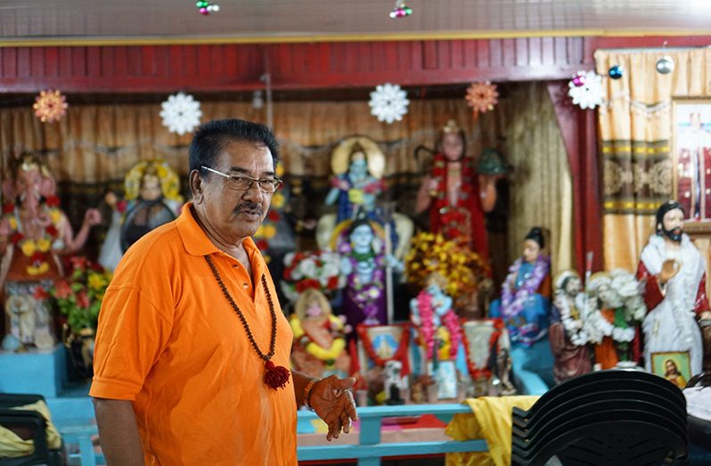 Parsram Samaroo in his mandir