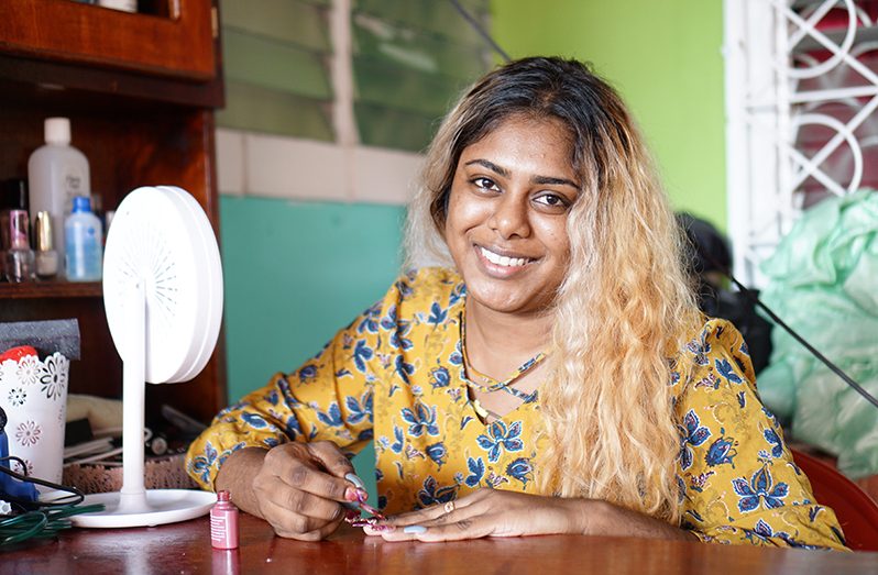 Beautician Cassie Singh at her workstation at home (Carl Croker photos)