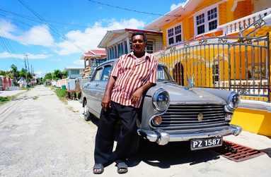 The classic car and its owner Dhanpaul Mattadin, called “Munesh” (Carl Croker photos)