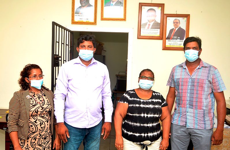 From left to right: NDC Overseer Fazeela Manna, Chairman Bhupendra Deokie, Vice-chairman Kalawatee
Persaud and Works Council Chairman Raghuandan Singh poses for a photo (Carl Croker photos)