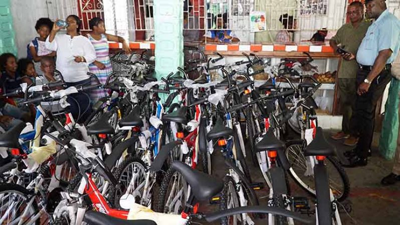Some of the bicycles which were donated by the businessman to the community