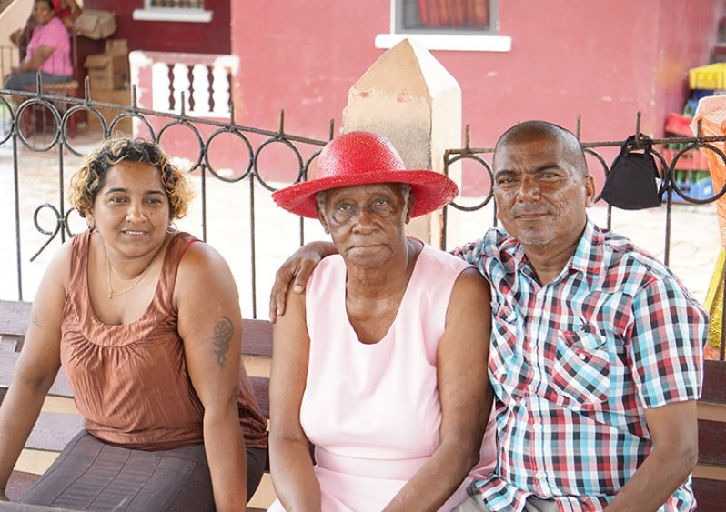 Oldest resident Edith Lynch with villagers in Pearl Village.