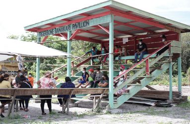 Villagers at the pavilion in Tigerbone Banakari