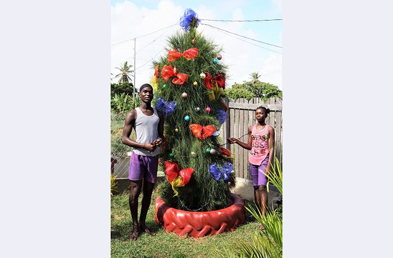 Tarik Nicholson by
his Christmas tree