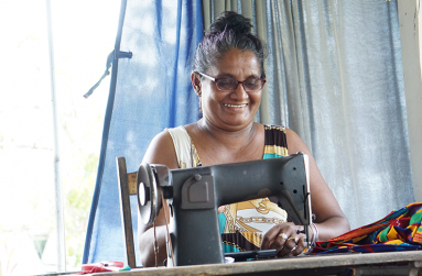 Nadia Bissoondial at her sewing machine (Carl Croker photos)