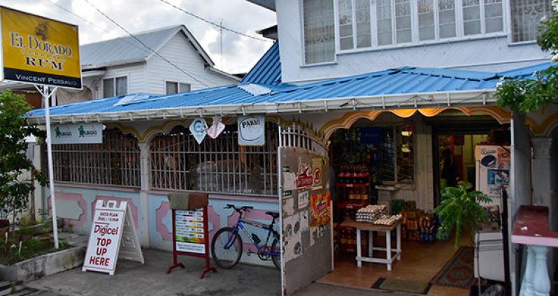 The supermarket at Kidram Street, on the Vreed-en-Hoop Public Road, which was robbed early Sunday morning (Photos by Adrian Narine)