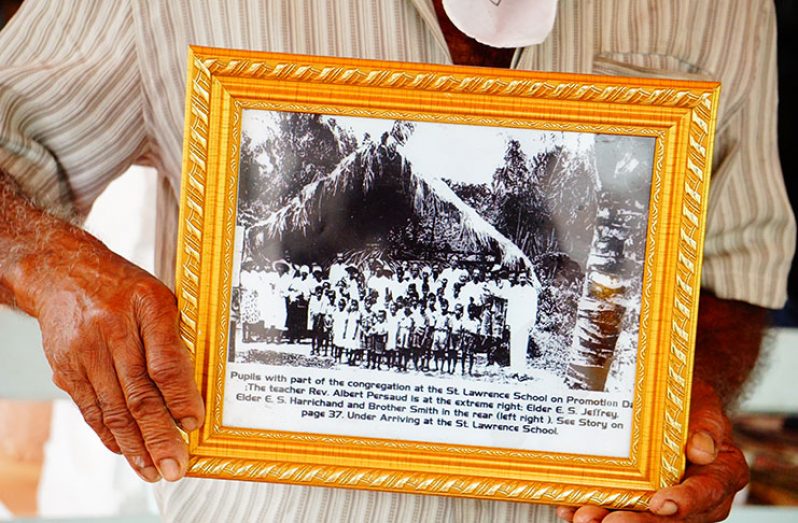 A photo of Lionel Seepersaud’s mom and others when the first school was established by the missionaries at St .Lawrence Primary School.