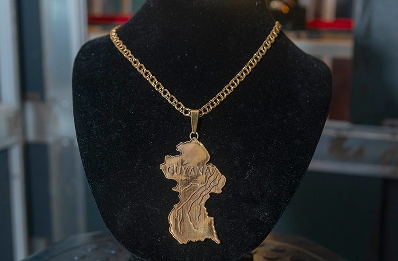 Gold chains on display