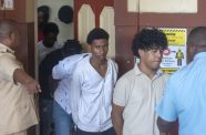 Over a dozen men appeared before Senior Magistrate Fabayo Azore on Wednesday at the Georgetown Magistrates’ Courts, facing serious charges in connection with violent protests that erupted across Georgetown earlier this week.  (Japheth Savory photos)